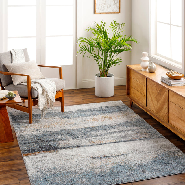 Surya San Francisco Sfo-2301 Blue, Ivory, Charcoal, Black, Mustard, Rust Rug.
