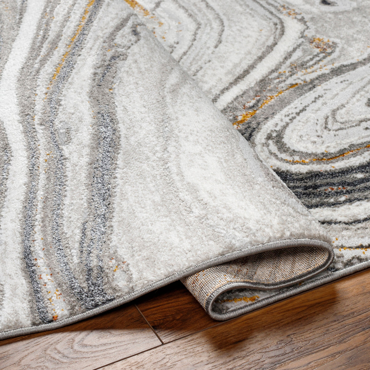 Surya San Francisco Sfo-2305 Light Gray, Ivory, Charcoal, Black, Mustard, Rust Rug.