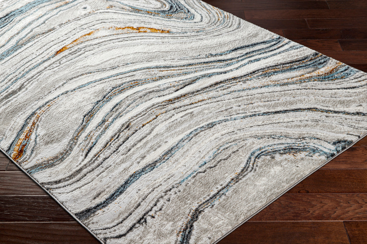 Surya San Francisco Sfo-2306 Light Gray, Ivory, Blue, Black, Mustard, Rust Rug.