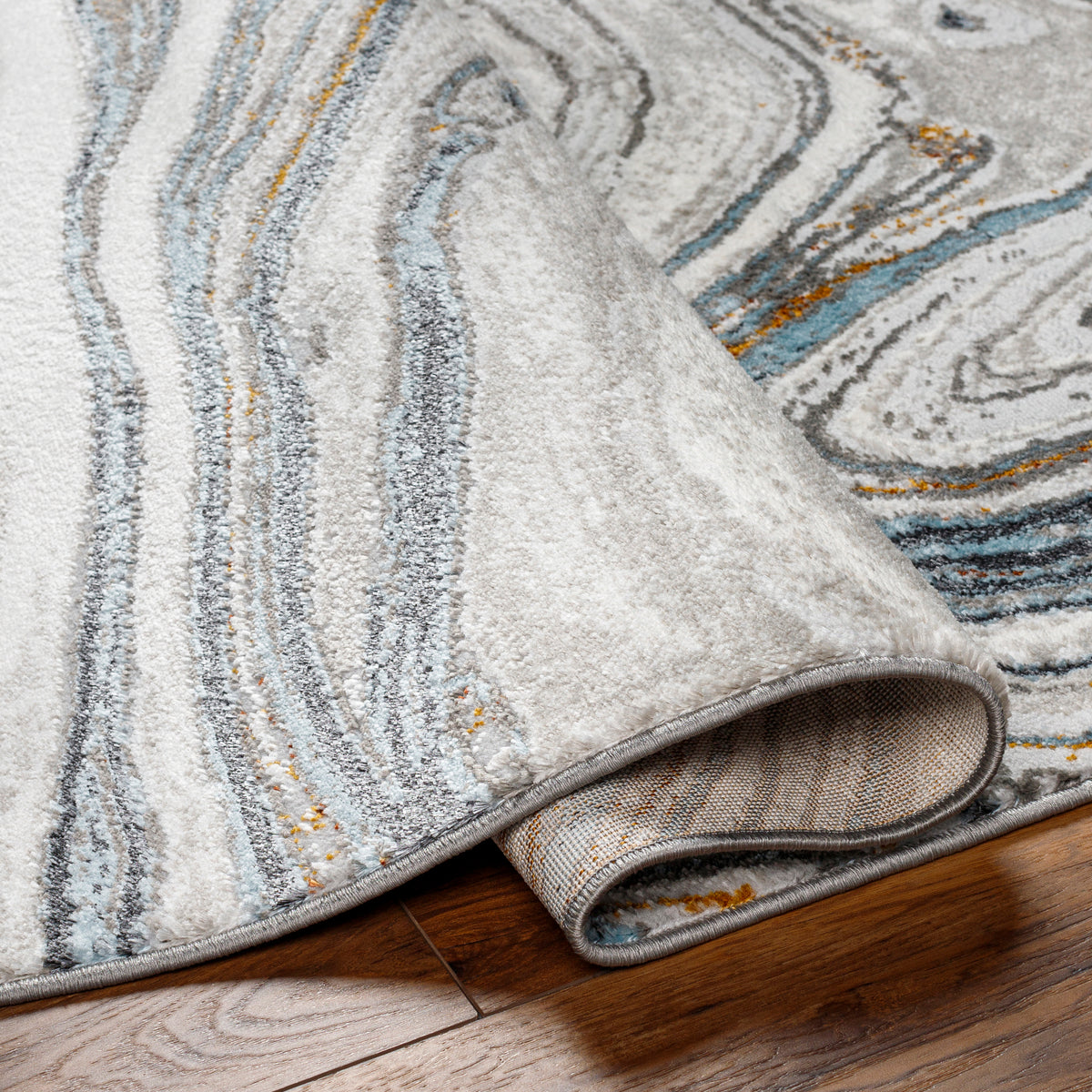 Surya San Francisco Sfo-2306 Light Gray, Ivory, Blue, Black, Mustard, Rust Rug.