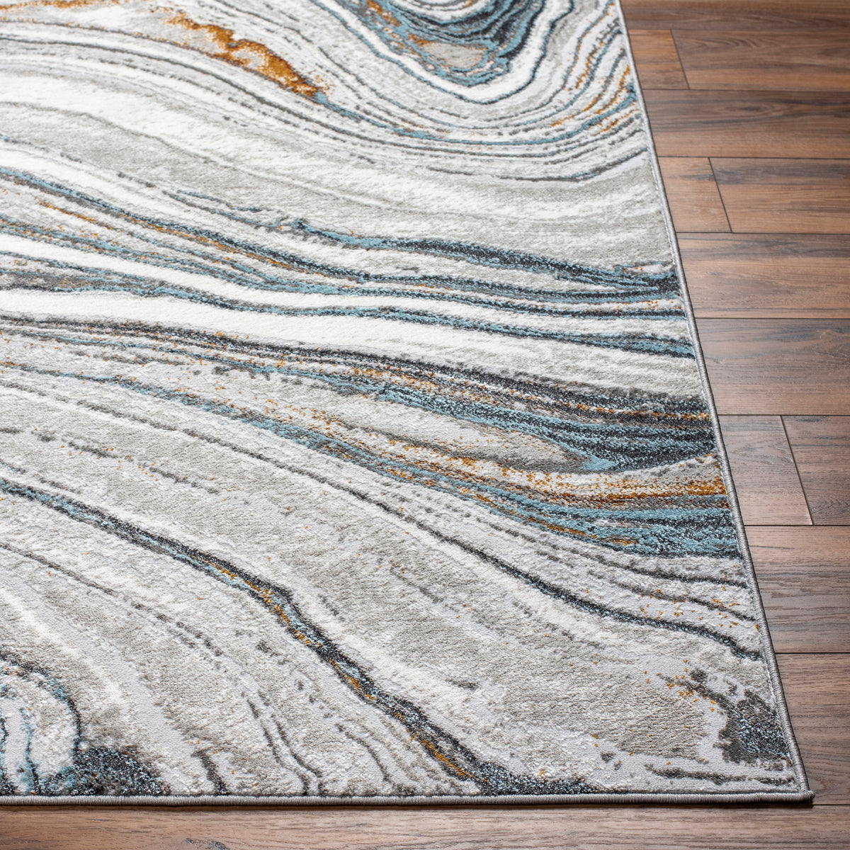 Surya San Francisco Sfo-2306 Light Gray, Ivory, Blue, Black, Mustard, Rust Rug.