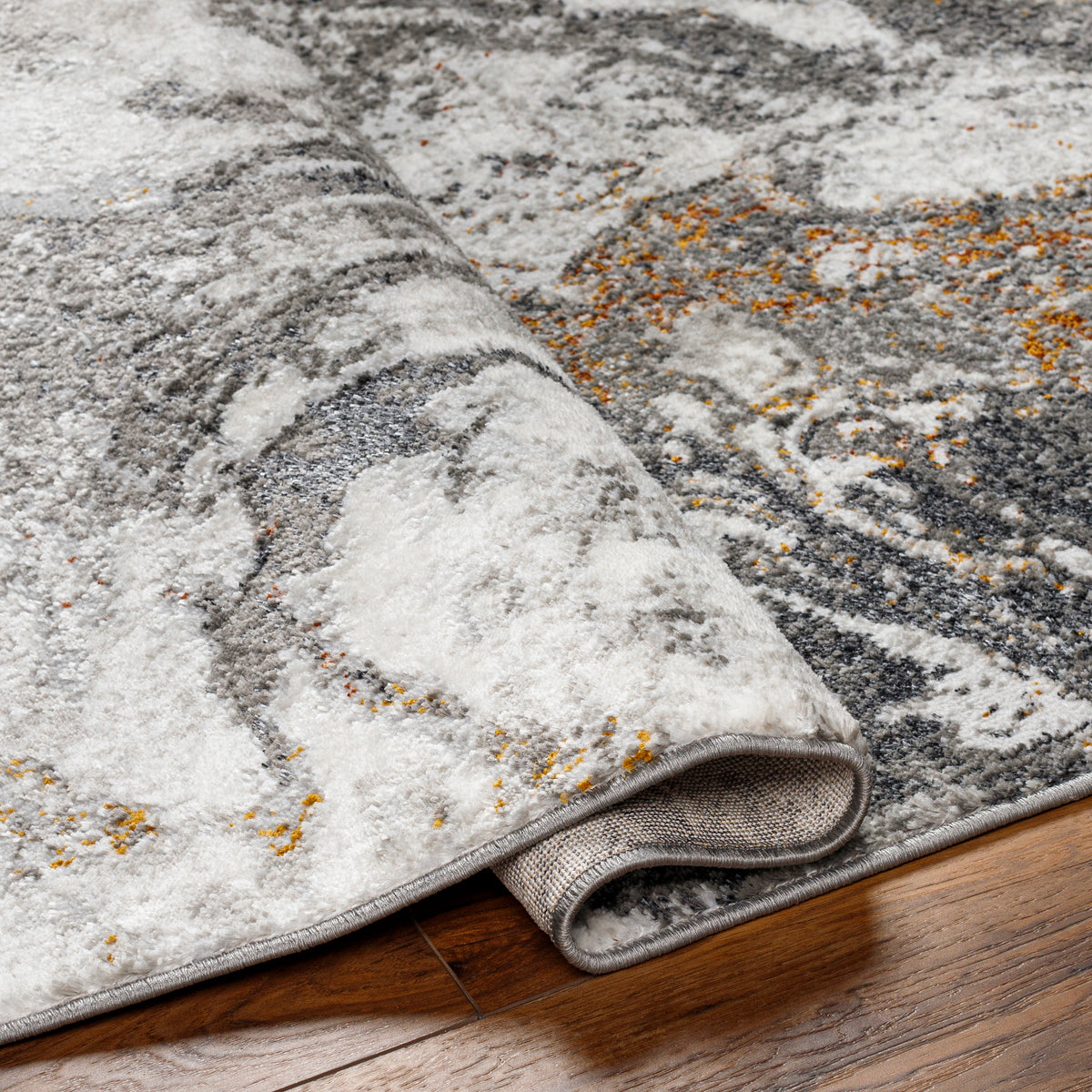 Surya San Francisco Sfo-2315 Charcoal, Ivory, Light Gray, Black, Mustard, Rust Rug.