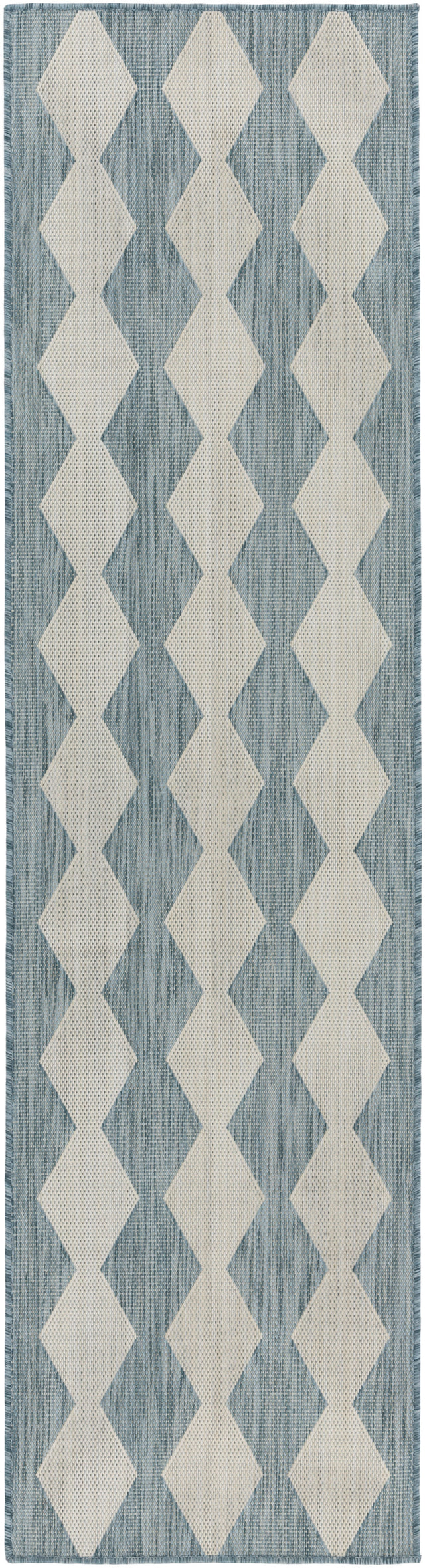 Nourison Positano POS04 Machine Made Aqua Rug