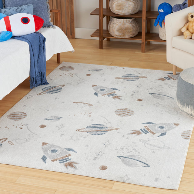 Nourison Astra Machine Washable ASW18 Machine Made Ivory, Multicolor Rug
