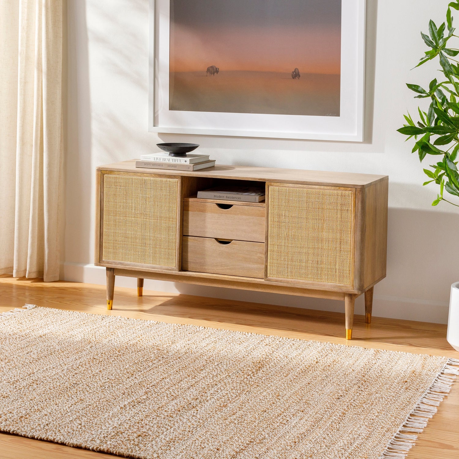 Surya Selanik Snk-2305 Camel, White Rug.