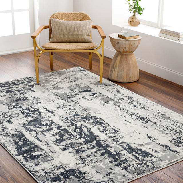 Surya Sunrise Sri-2300 Cream, Light Gray, Gray, Charcoal, Dark Blue Rug.