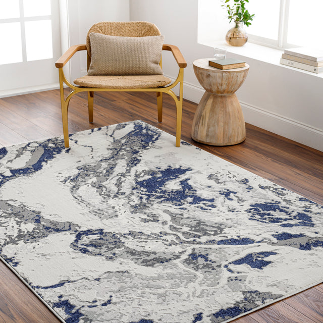 Surya Sunrise Sri-2303 Light Silver, Light Grey, Grey, Pale Slate, Silver, Marine Blue, Pewter Rug.