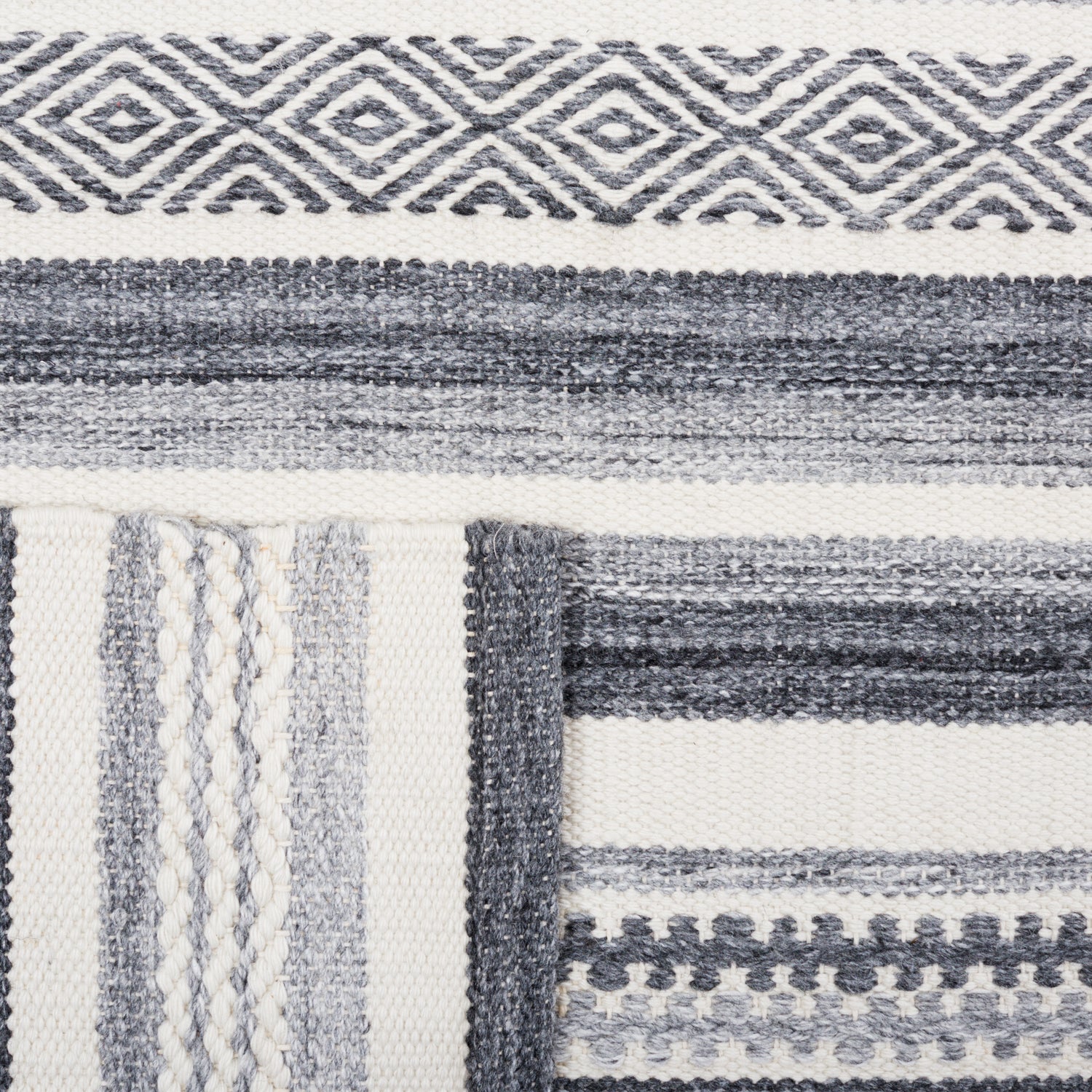 Safavieh Striped Kilim Stk426H Charcoal/Ivory Rug.