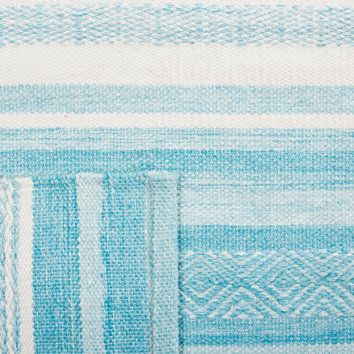Safavieh Striped Kilim Stk429J Turquoise/Ivory Rug.