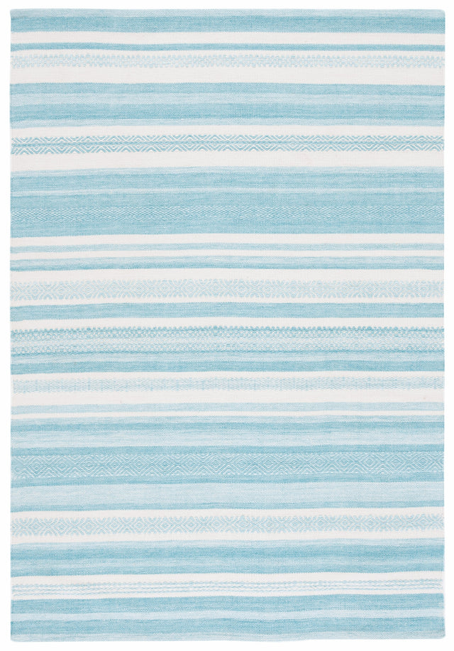 Safavieh Striped Kilim Stk429J Turquoise/Ivory Rug.