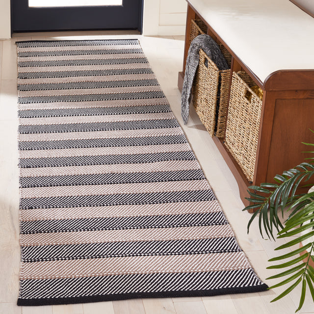 Safavieh Striped Kilim Stk803Z Ivory/Black Rug.
