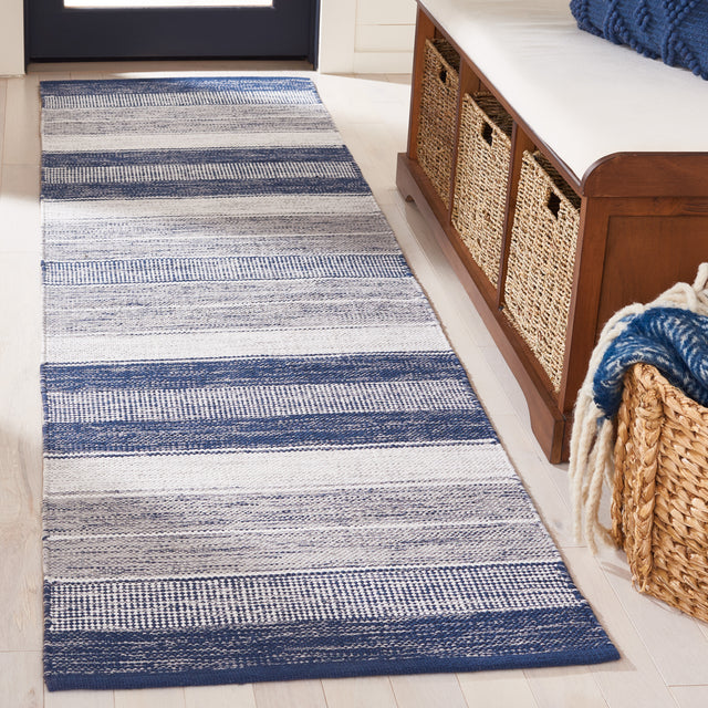 Safavieh Striped Kilim Stk804M Grey/Blue Rug.