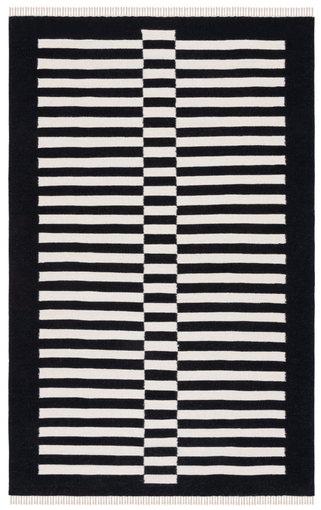 Safavieh Striped Kilim Stk805Z Black/Ivory Rug.