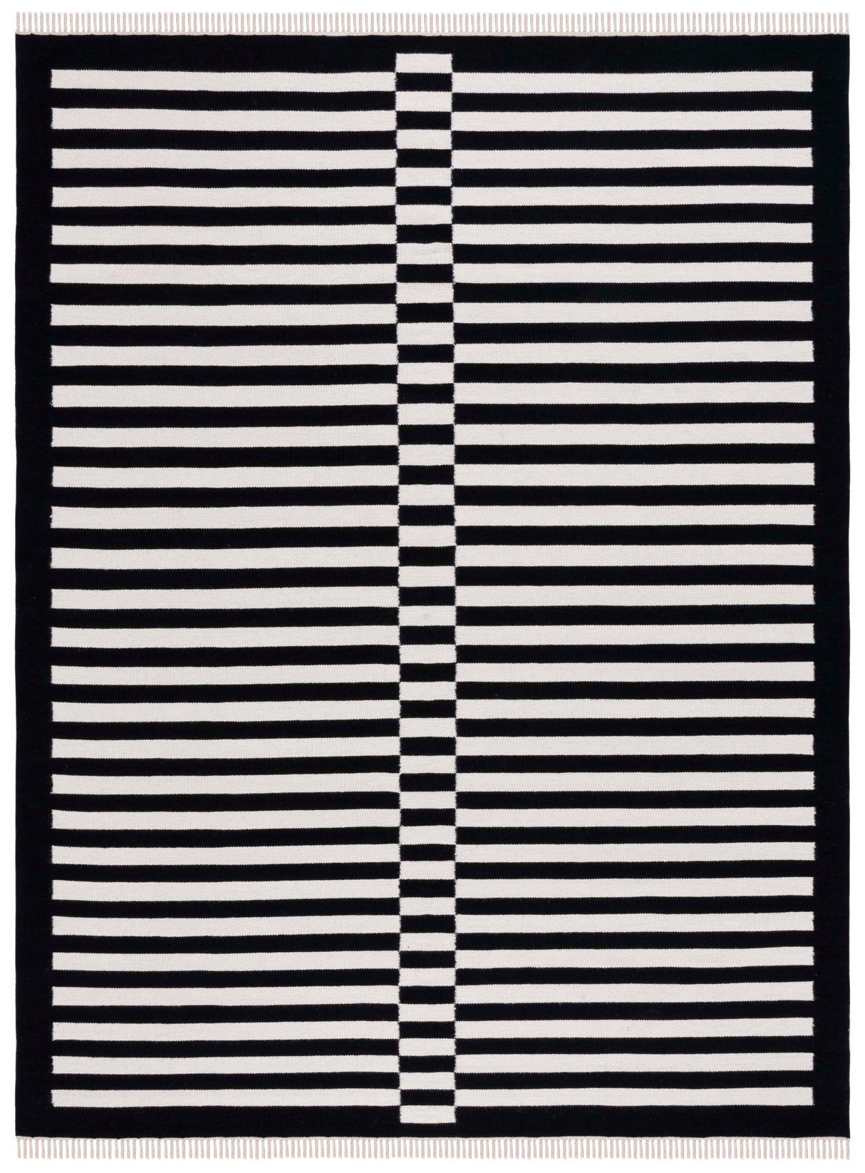 Safavieh Striped Kilim Stk805Z Black/Ivory Rug.