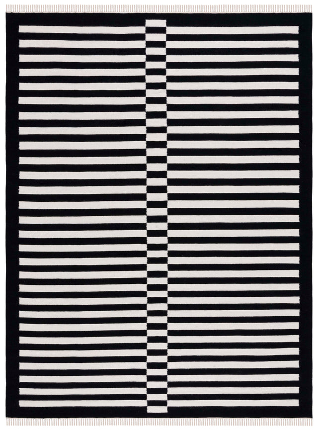 Safavieh Striped Kilim Stk805Z Black/Ivory Rug.