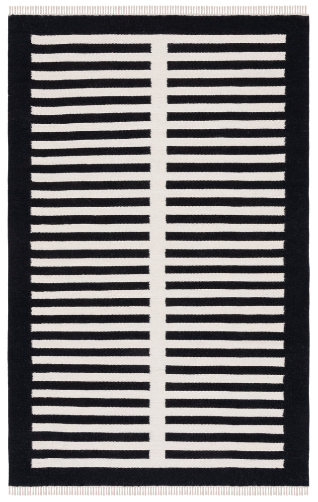 Safavieh Striped Kilim Stk806Z Ivory/Black Rug.