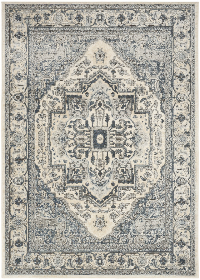 Nourison Quarry QUA18 Machine Made Ivory, Navy Rug