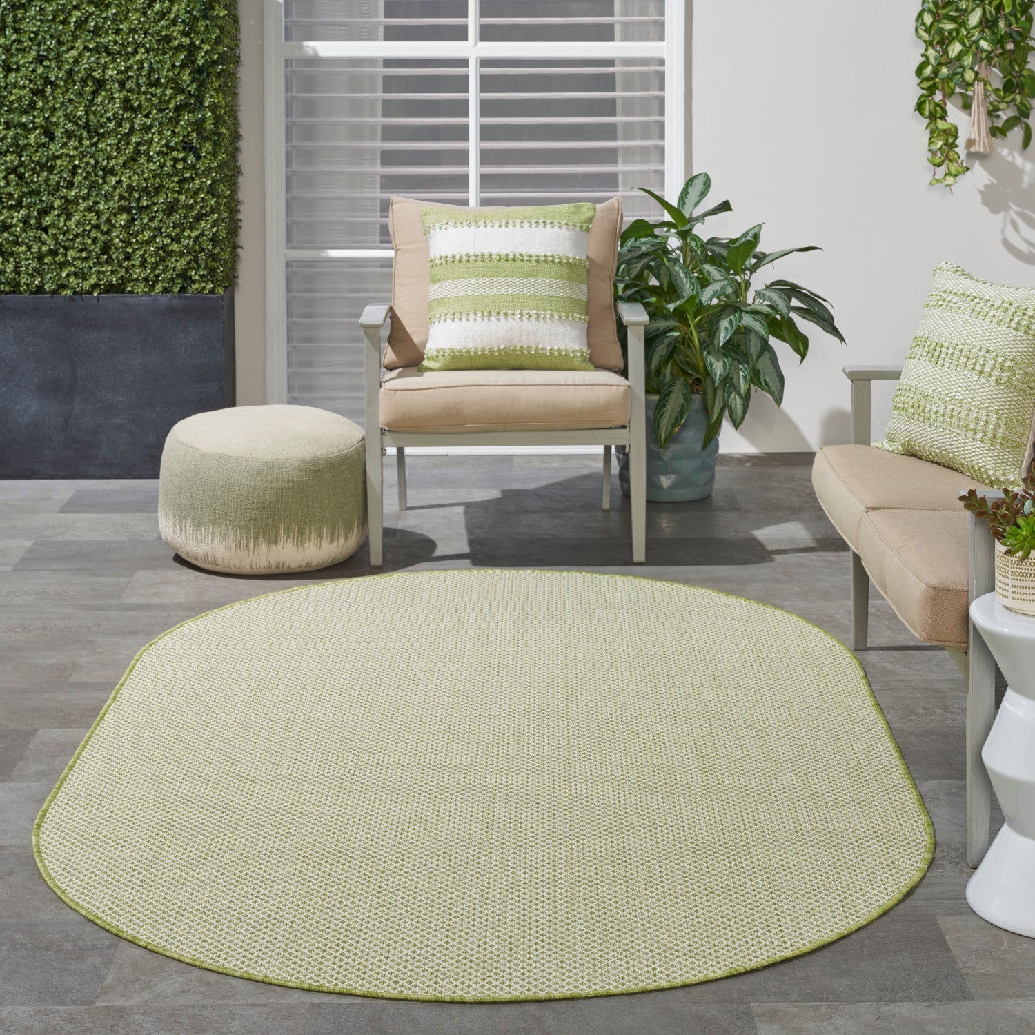 Nourison Courtyard Cou01 Ivory Green Rugs