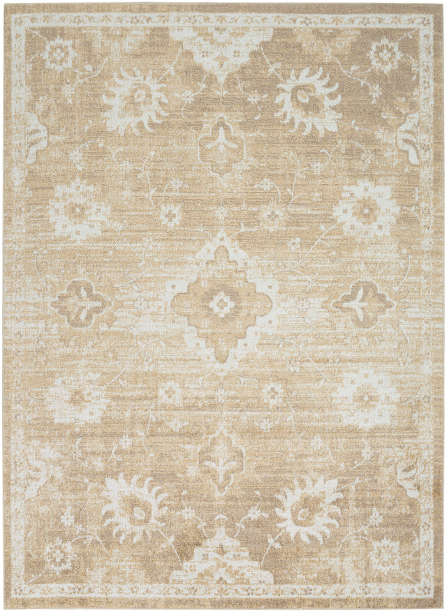 Nourison Astra Machine Washable ASW19 Machine Made Ivory, Gold Rug