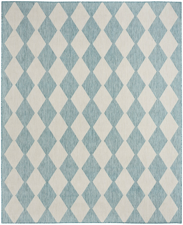 Nourison Positano POS04 Machine Made Aqua Rug