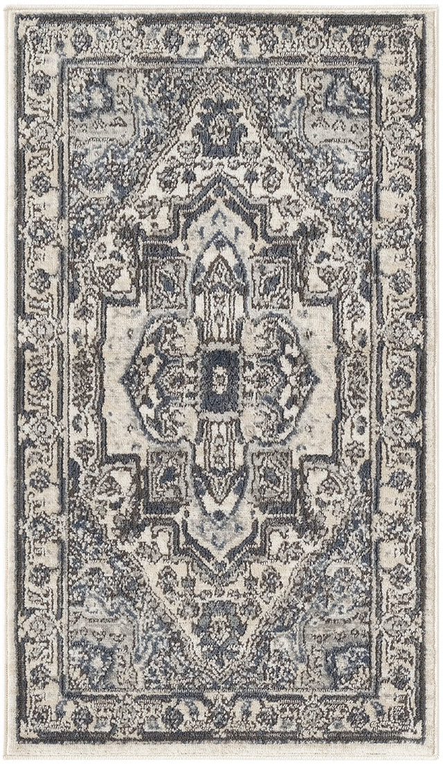 Nourison Quarry QUA18 Machine Made Ivory, Navy Rug