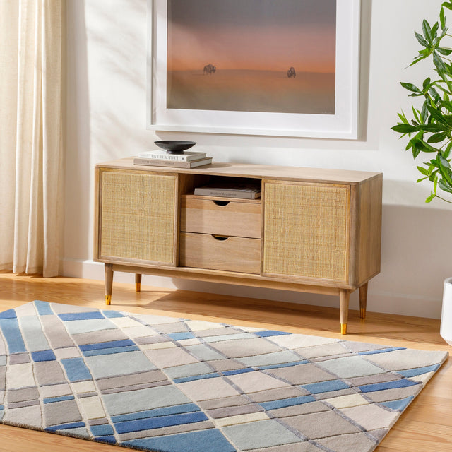 Surya Tallinn Tnl-2300 Brown, Ivory, Gray, Slate, Dark Blue, Blue Rug.