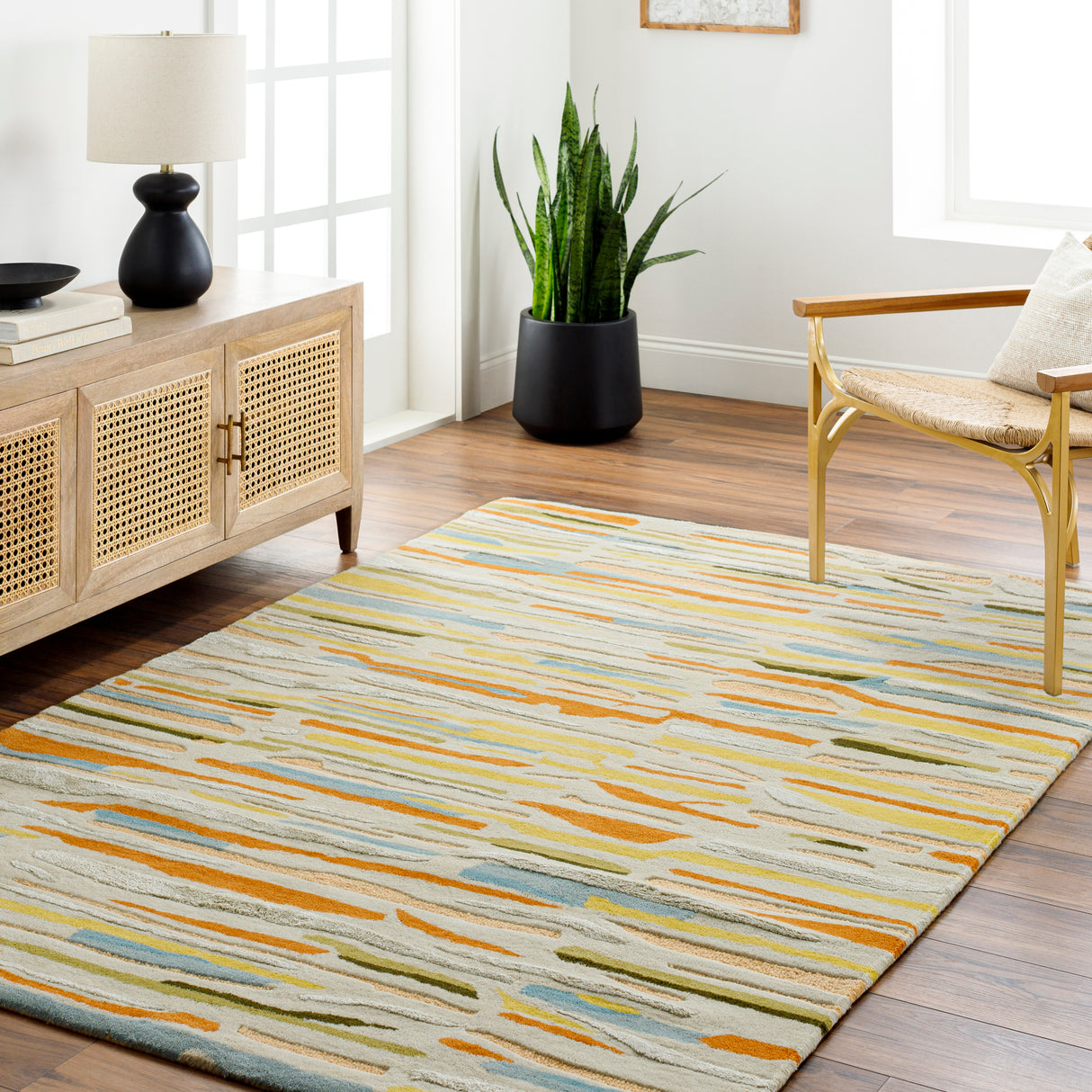 Surya Tallinn Tnl-2303 Light Beige, Pale Blue, Aqua, Burnt Orange, Grass Green, Beige Rug.