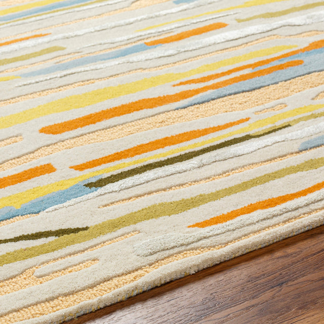Surya Tallinn Tnl-2303 Light Beige, Pale Blue, Aqua, Burnt Orange, Grass Green, Beige Rug.