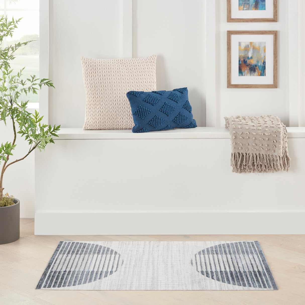 Nourison Astra ASW03 Ivory Blue Rugs