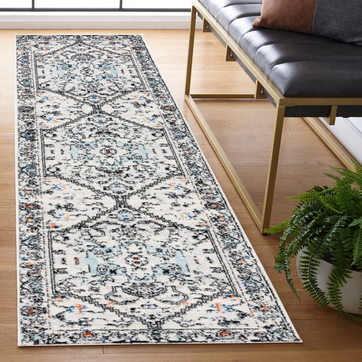 Safavieh Tulum Tul661A Ivory Grey/Blue Rust Rug.