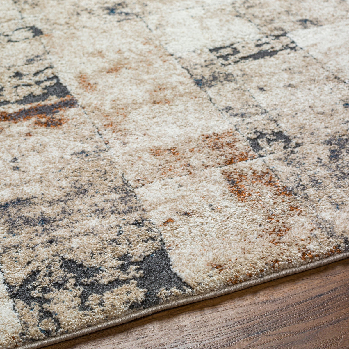 Surya Tuscany Tus-2342 Ivory, Black, Charcoal, Tan, Camel Rug.