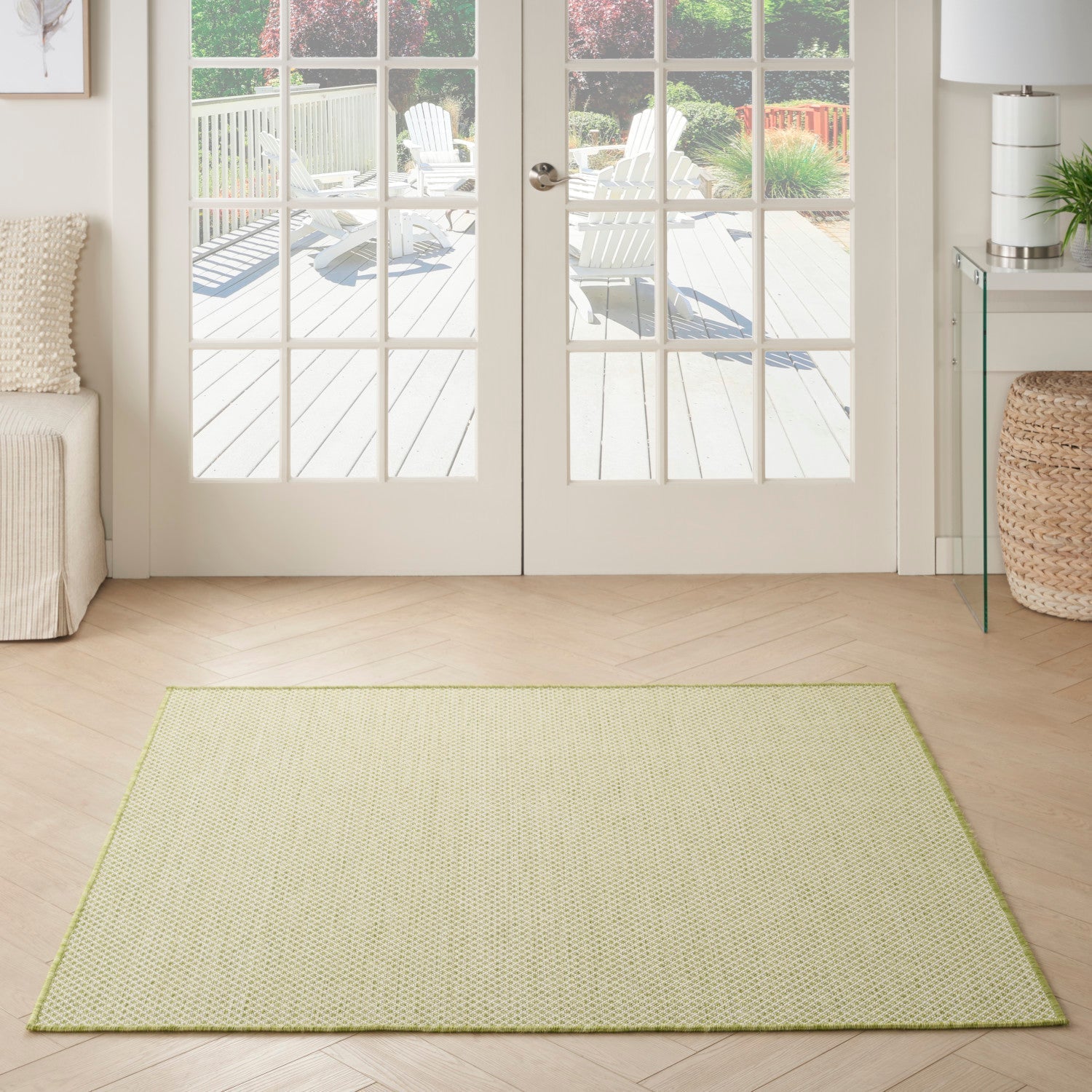 Nourison Courtyard Cou01 Ivory Green Rugs