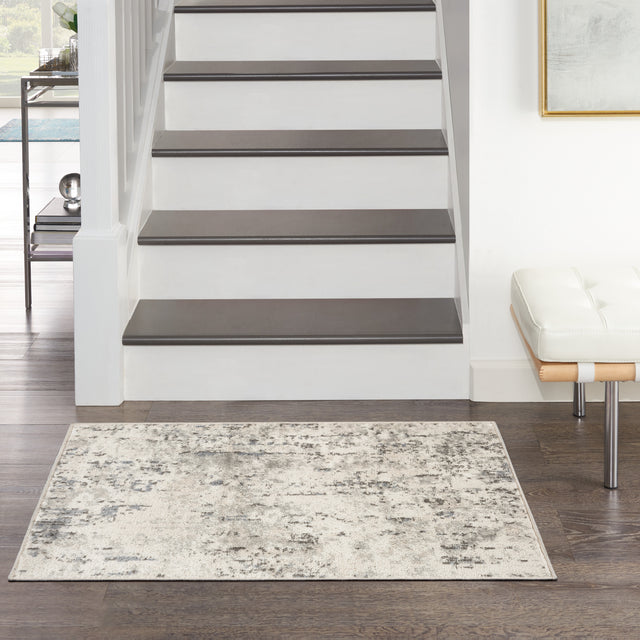 Nourison Quarry QUA01 Machine Made Ivory, Blue, Grey Rug