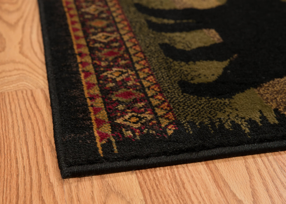 United Weavers Affinity Black Bears Lodge Rug - angle view