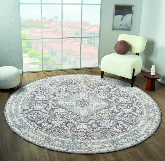 United Weavers Armada Austro Grey Rug - round room scene