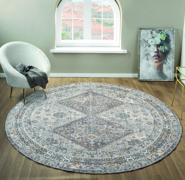 United Weavers Armada Crosswinds Grey Rug - round room scene