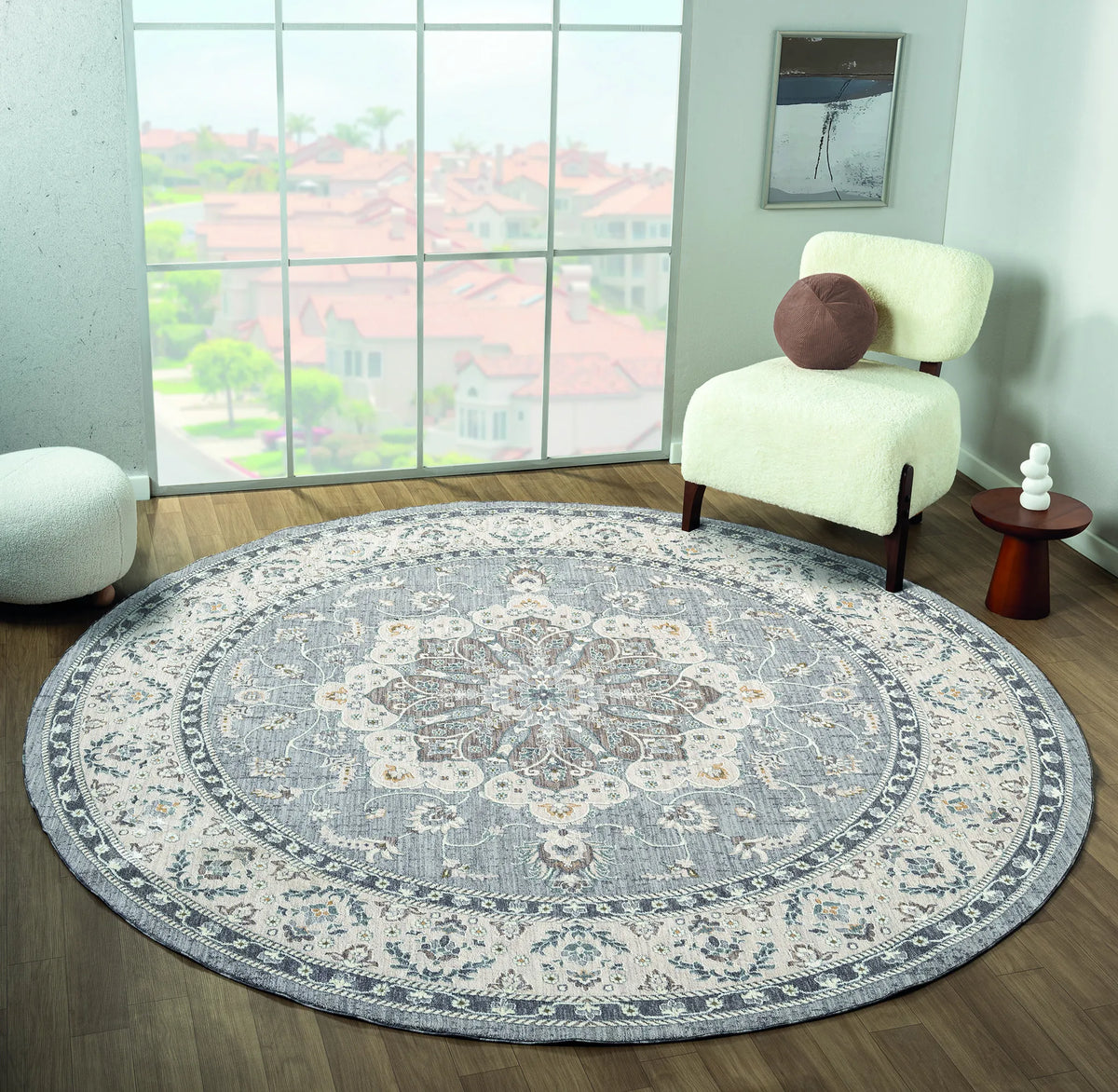 United Weavers Armada Enterprise Grey Rug - round room scene