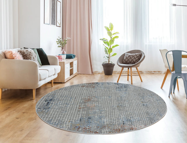 United Weavers Austin Devine Rust Rug - round room scene