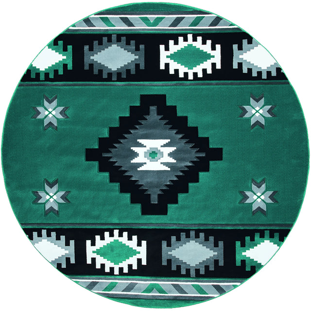 United Weavers Bristol Caliente Turquoise Rug - round front view