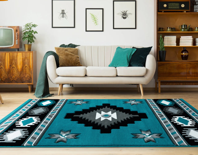 United Weavers Bristol Caliente Turquoise Rug - room scene