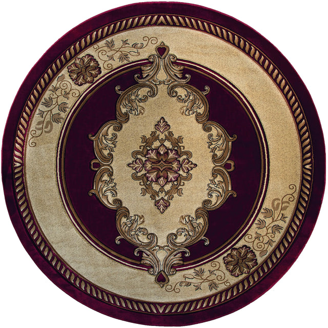 United Weavers Bristol Fallon Burgundy Rug - round front view