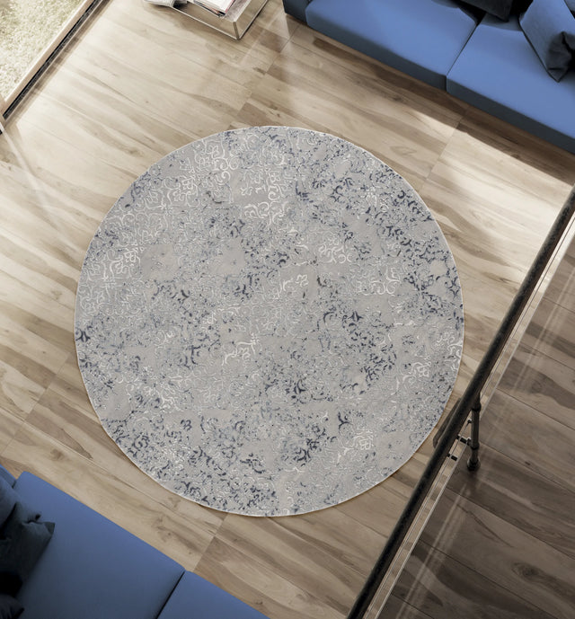 United Weavers Cascades Marblemount Blue Rug - round room scene