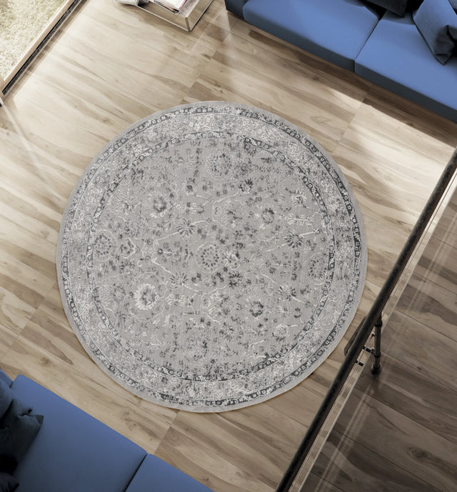 United Weavers Cascades Shasta Grey Rug - round room scene