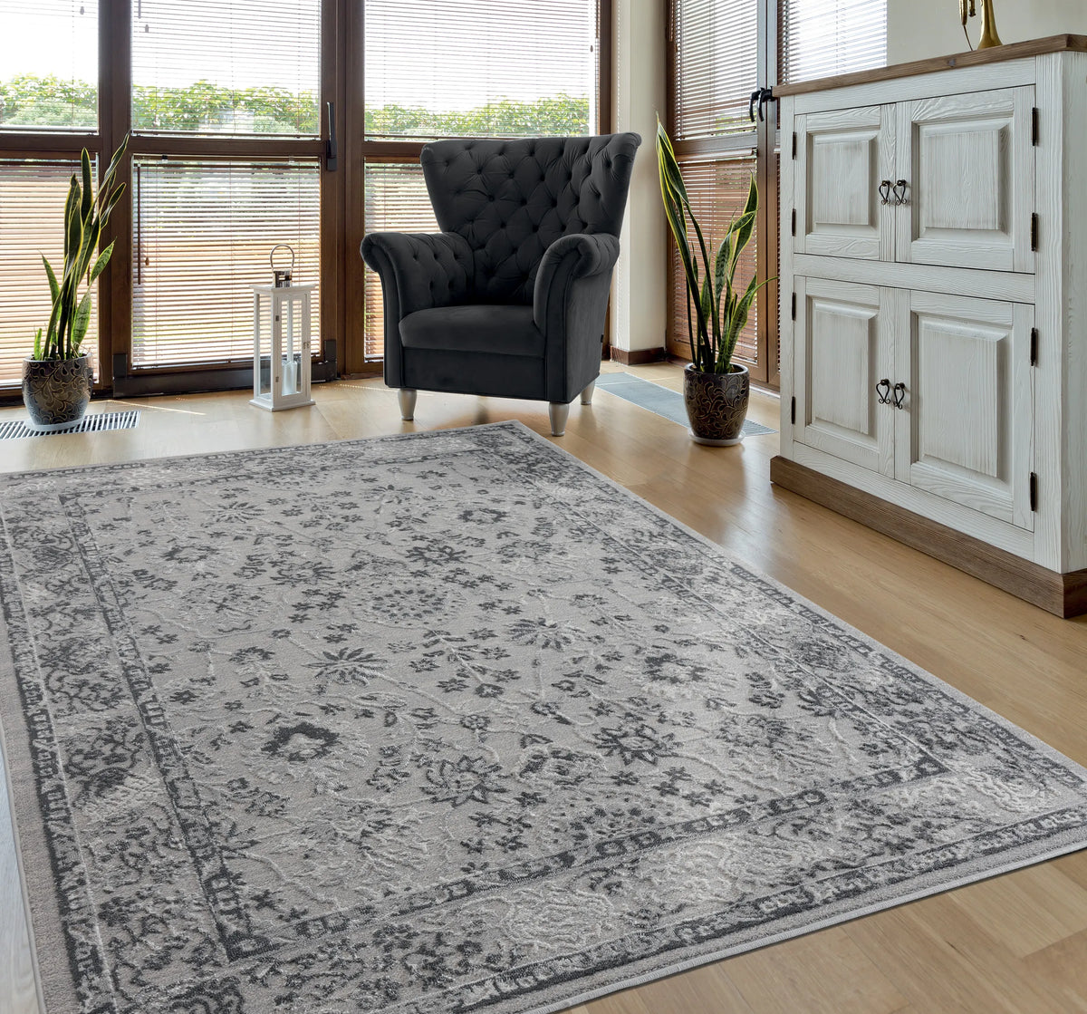 United Weavers Cascades Shasta Grey Rug - room scene