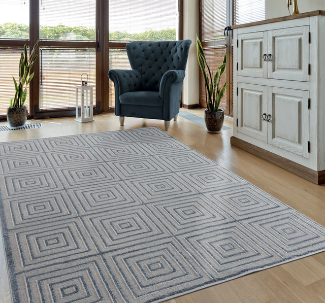 United Weavers Cascades Tehama Bluegrey Blue/Grey Rug - room scene