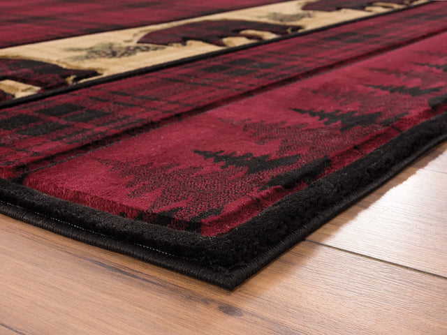 United Weavers Cottage Bear Stone Burgundy Rug - second angle view