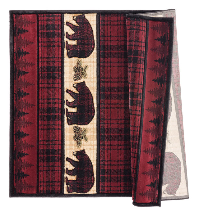 United Weavers Cottage Bear Stone Burgundy Rug - backing detail