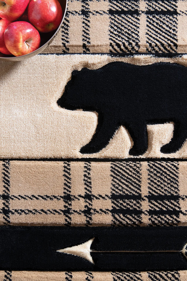United Weavers Cottage Tartan Bear Beige Rug - close-up detail