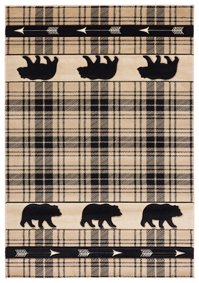 United Weavers Cottage Tartan Bear Beige Rug - front view