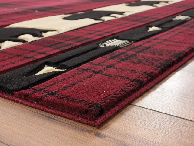 United Weavers Cottage Tartan Bear Burgundy Rug - second angle view